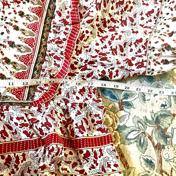 NWT,Calypso St Barth,Quilted Bib-Front Boho Folk Print Cotton Blouse,Size M - Picture 11 of 15